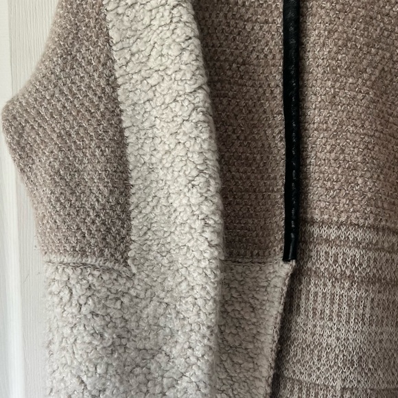 Mango long colorblock oatmeal cardigan with trim - Picture 5 of 7